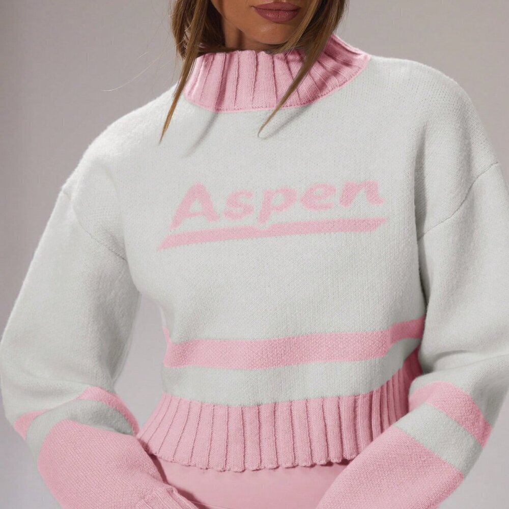 Baby Pink Casual Women's Sport Sweaters - Picture 2 of 6